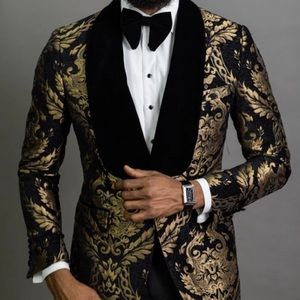 Men’s Floral Blazer for Men Slim Fit with Velvet Shawl Lapel Male Suit 4…